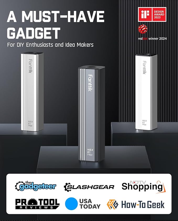 Fanttik E1 Max Electric Screwdriver, Mini Precision Screwdriver Set, 50 Magnetic Bits, Magnetic Storage, 5/32‘’Hex, Repair Tool Kit for Electronics Phone Camera Laptop Watch (Grey)