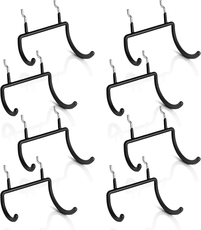LIGHT DUST Utility Heavy Duty Pegboard Hooks - 8Pack Peg Board Accessories for Hanging Tools Fit 1/4" Peg Holes - Pegboard Organizer Large Tool Holders for Garage Workshop Shed