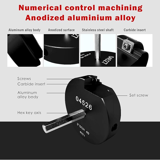 04529 for PPRK6 Plastic Pipe Fitting Reamer,PVC Pipe Reamer Kit Contains 3/4",1",1-1/2",2",3",4" Aluminum Head. PVC Socket Saver Fit into Standard 1/2" Drill for CPVC, PPR or ABS