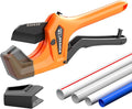 PVC Pipe Cutter - 3 Inch Max Opening, Heavy-Duty Ratchet Pipe Cutter Tool with Stabilizer for PVC, PPR, PE, PEX, Plastic Hoses & Plumbing Pipes with Teflon Coated SK5 Blade