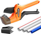 PVC Pipe Cutter - 3 Inch Max Opening, Heavy-Duty Ratchet Pipe Cutter Tool with Stabilizer for PVC, PPR, PE, PEX, Plastic Hoses & Plumbing Pipes with Teflon Coated SK5 Blade