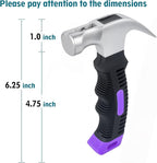 Small Claw Hammer - Mini Hammer for Women&Kids, Camping Hammer, Stubby Tack Hammer, Nail Hammer with Magnetic (Purple)
