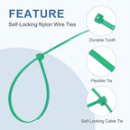 PATIKIL Cable Zip Ties 12 Inch, 100 Pcs Self-Locking Nylon Wire Tie Wraps Heavy Duty Cord Management with 50 lbs Tensile Strength for Indoor and Outdoor, Green (0.2" W)