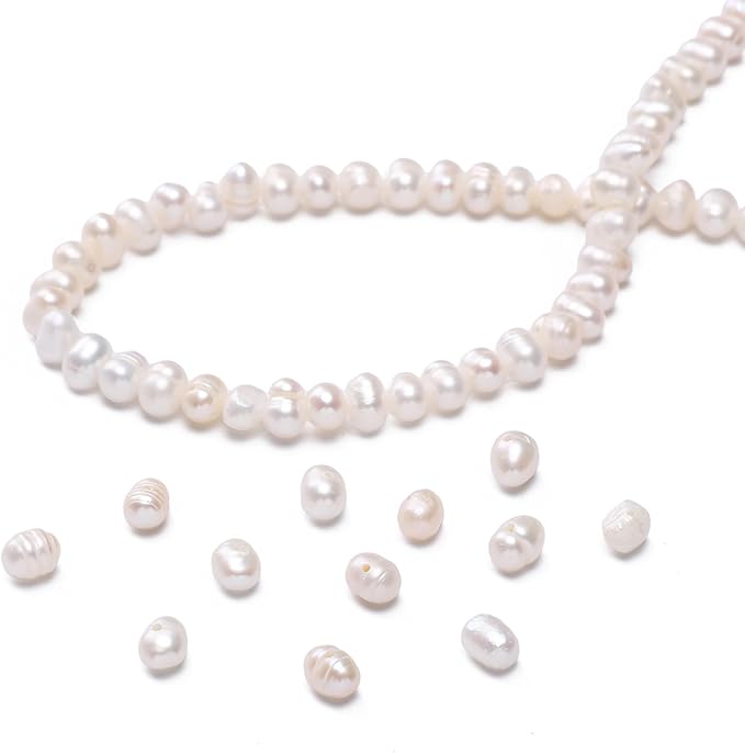 Natural Pearl Beads Potato 4-5mm White Freshwater Cultured Loose Gemstone Beads for DIY Jewelry Making 13.8''/Strand HQ