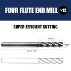 6 Pcs 1/8" Carbide Square End Mill, 4 -Flute TIALN Coated CNC Mill Bits for Steel, Alloy Steels, Hardened Steel, End Mills for Precision Milling Tasks, DIYers & Professionals