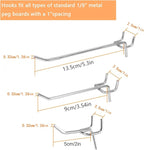 60Pcs Pegboard Hooks,2/4/6 inch Peg Board Hooks for Hanging.These Durable pegs fit 1/4" pegboard,Ideal peg Board Organizer Accessories for Tools,Kitchens,or Stores 1“ Hole Pitch