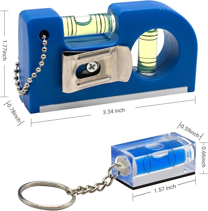 Sanung 4PCS Portable Mini Spirit Levels with Magnetic Base Small Pocket Bubble Measuring Levels Keychain Horizontal Vertical Leveler with Storage Bag for Carpentry Tripod Wall Clock