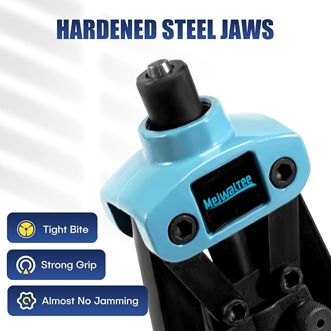 Meiwaltee 13" Rivet Gun, 1/4 Pop Rivet Gun with 100 Pcs Rivets, Manual Hand Heavy Duty Riveter with 5 Nosepieces for Plastic Metal,Aluminum, Plastic, Tube Stock,Gutter & Automotive.
