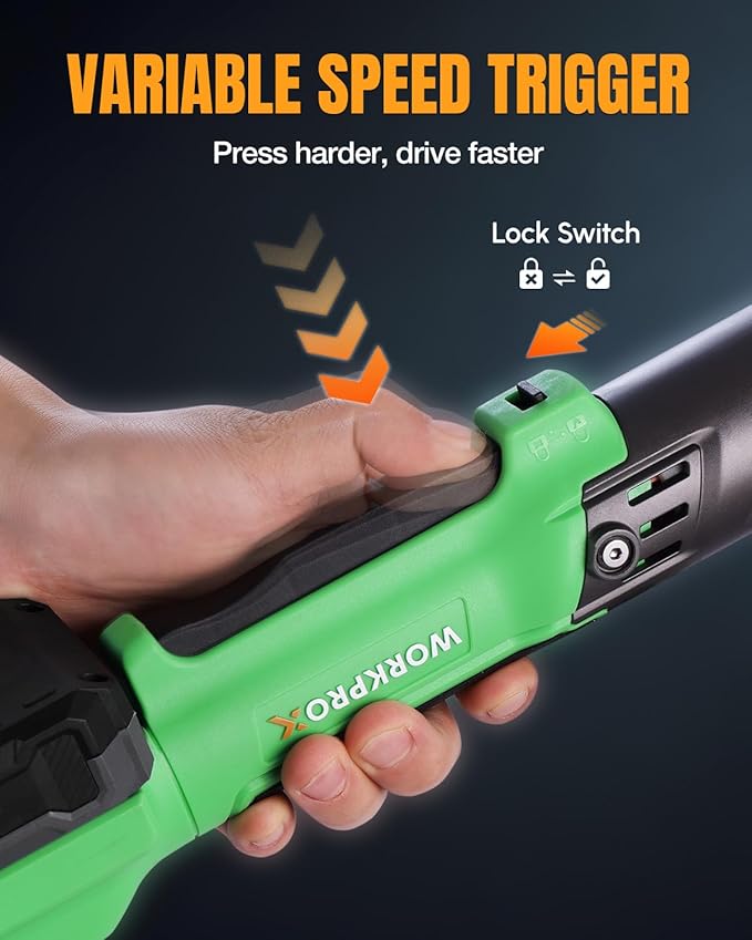 WORKPROX Electric Ratchet Wrench 1/2" Set, 20V Cordless Ratchet Wrench Kit, 74Ft-lbs, 250RPM, Battery Powered Ratchet with LED Light, 2-Pack 2000mAh Batteries, 7 Sockets & 3" Extension Bar