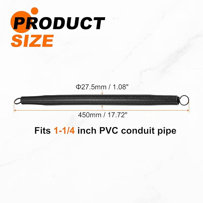 HARFINGTON PVC Spring Tube Bender 27.5mm OD 450mm Long C Type Conduit Pipe Bender Bending Spring for Pipe Bending Devices in Home Hydropower, Black