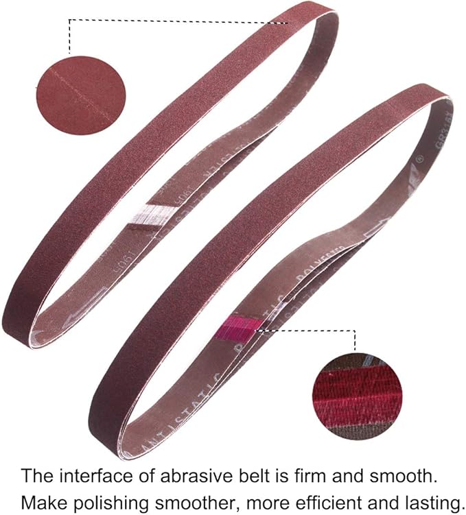 1 x 42 Inch Aluminum Oxide Sanding Belts, 2 Each of 60/80/120/150/240/400 Assorted Grits Abrasive Belts for Belt Sander, 12-Pack