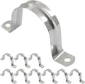 Hordion 10Pcs 2" Two Hole Strap U Bracket, M50 Rigid Pipe Strap Stainless Steel Conduit Clamp for Fixing Pipe