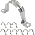 Hordion 10Pcs 2" Two Hole Strap U Bracket, M50 Rigid Pipe Strap Stainless Steel Conduit Clamp for Fixing Pipe