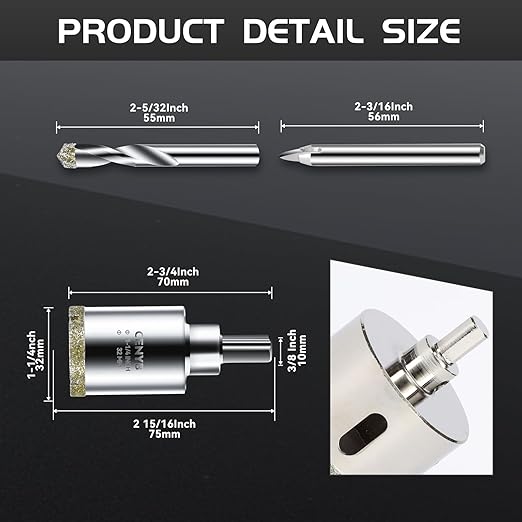 1-1/4inch | 32mm Diamond Hole Saw with Center Drill bit and Diamond-Coated Center Drill bit for Ceramic Glass Marble Fiberglass Granite and Porcelain Tiles by CENYB