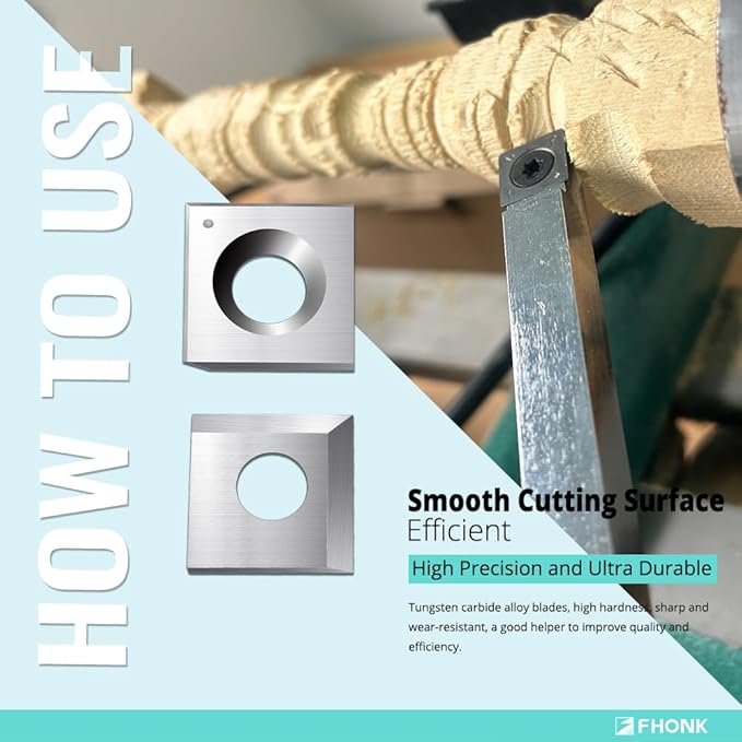 14.3mm Square Straight Carbide Cutters, for Woodturning Replacement Cutter Knives, Fits Spiral, Helical Planer Cutter, Wood Lathe Turning Tool, 10-Piece (14.3x14.3x2.0-50°)