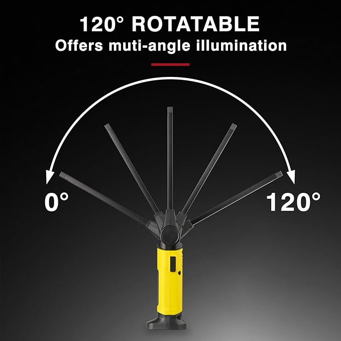 Mechanic Light,1000 Lumens Rechargeable LED Work Light with Magnetic Base, 120° Rotate 3 Modes, 4000mAh Magnetic Flashlight for Car Repair, Camping, and Emergency (2 Pack)