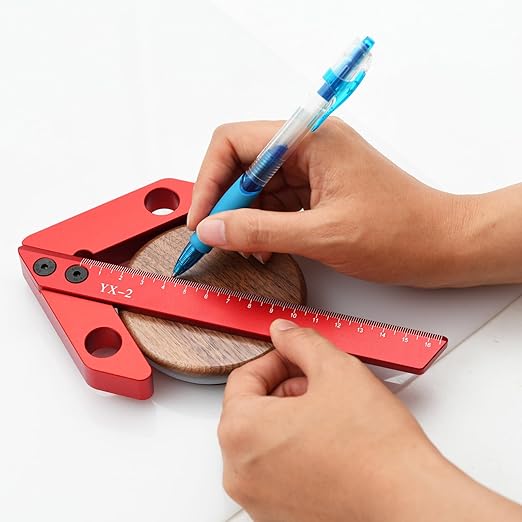 Center Measuring Tool, Center Finder, Line Gauge Center Finder, 45/90 Degree Right Angle Line Gauge Carpenter Ruler,Aluminum Alloy Woodworking Center Scribe Square Center Scribe 160mm(Large Size)