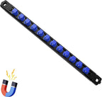 Magnetic Socket Organizer, 1-Piece Heavty Duty ABS Socket Holder, Socket Rail for Tool Box, Premium Quality 360° Swivel Socket Rack with 12 Clips for 1/2-Inch(Blue)