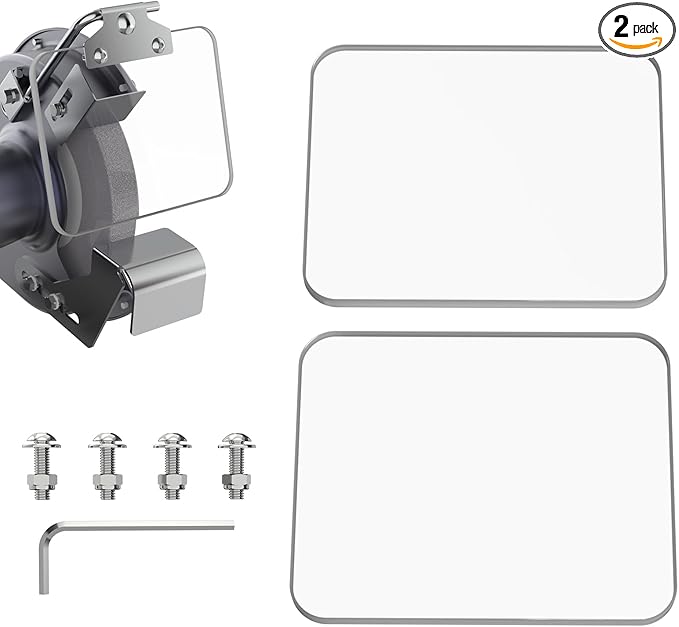 Neeki 4x5" 2pcs Bench Grinder Replacement Eye Shield, Small Grinder or Small Bench Grinder Protective Cover, HD, Lightweight and Durable
