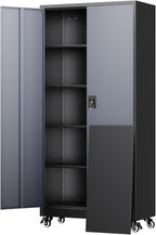 Yizosh Metal Garage Storage Cabinet with Locking Doors and Adjustable Shelves,- 75" Rolling Steel Tool Cabinet for Home Office,Garage,Warehouse