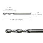1/8" Solid Carbide Jobber Drill Bits with Straight Shank and 118° Point Angle, Made from Tungsten Carbide Material,2-Pieces