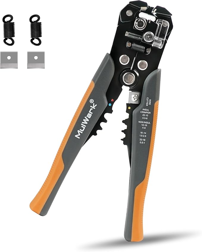 3-In-1 Multi Self Adjusting Wire Stripper/Cutter/Crimper - 8-Inch Universal Wire Stripper for Wire Stripping, Cable Cutting, Crimping Tools from 10 AWG to 24 AWG