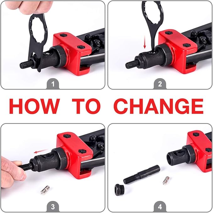 AOBEN 14" Rivet Nut Tool, Professional Hand Rivet Nut Setter Kit Labor-Saving and Compact Design Including 6 Interchangeable Mandrels 90pcs Rivnuts and 2 Mandrel Lock Pins