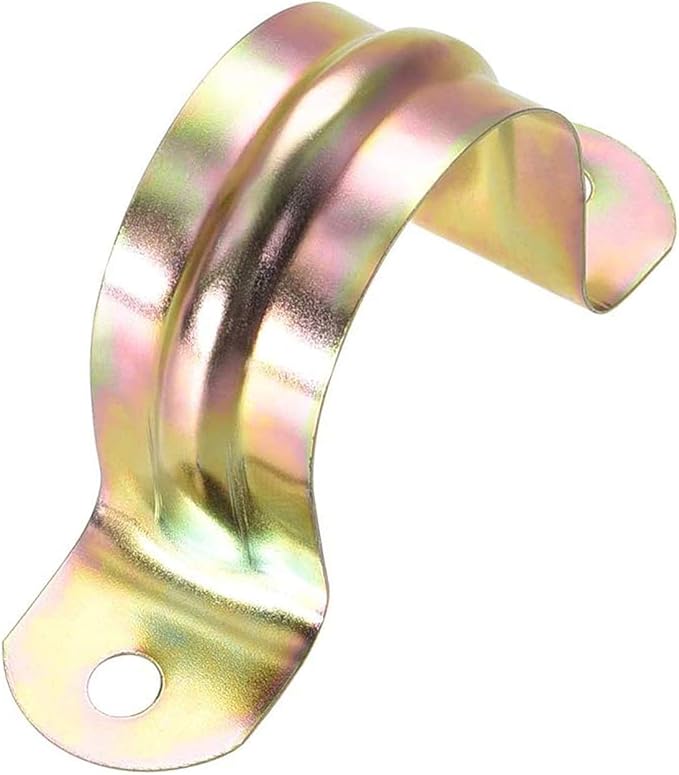 100 Pcs 3/4inch Rigid Pipe Strap,Two Hole Strap U Bracket Iron, Widened Tube Strap Tension Clip Assortment Kit Heavy Duty Pipe Clamp（25mm）