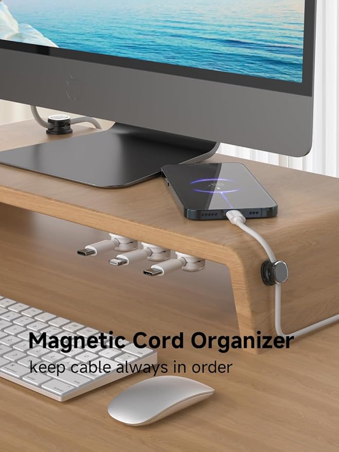 Magnetic Cable Clips, Adjustable Cord Holder Management, Adhesive Wire Keeper Organizer for Home Office Desk Phone PC Car Wall Desktop Nightstand Appliance (9-PCS White & Black)