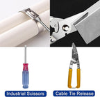 Metal Zip Ties Tool Gun - Trivd Frol One Hand Operation Metal Cable Tie Gun for Fastening Cutting Stainless Steel Zip Ties, Comes With 100pcs Self-Locking Metal Zip Ties Heavy Duty Outdoor, Scissors