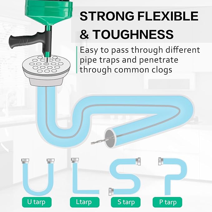 Drain Clog Remover,50 FT Drain Snake with Drill Attachment,Heavy-Duty Steel Drain Auger,Plumbing Snake Clog Removal Tool,Sewer Snake for Sink,Kitchen,Shower,Toilet