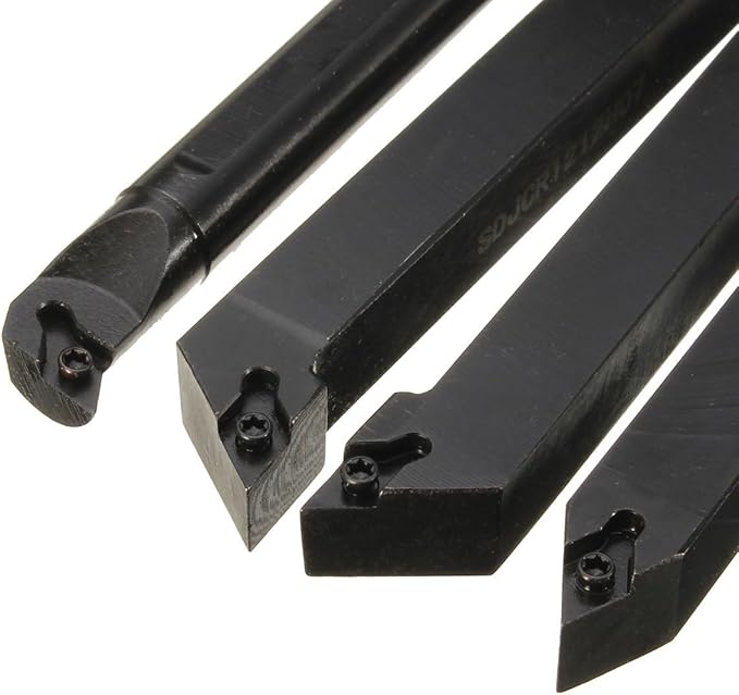 14Pcs Indexable Lathe Turning Tool 1/2"12mm,4PCS Metal Lathe Turning Tool Holders S12M-SDUCR07/SDJCR1212H07/SDNCN1212H07/SDJCL1212H07 with 10pcs DC070204 Carbide Inserts,4pcs Wrenches