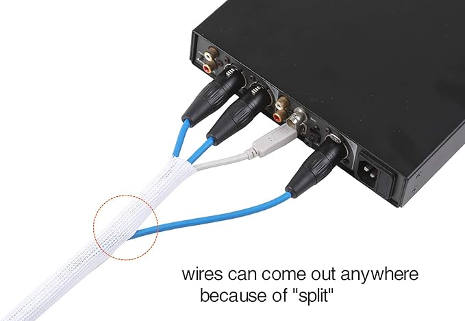 Alex Tech 6.6ft - 1.5 inch Cord Protector Wire Loom Tubing Cable Sleeve Split Sleeving for USB Cable Power Cord Audio Video Cable - Protect Cat from Chewing Cords - White