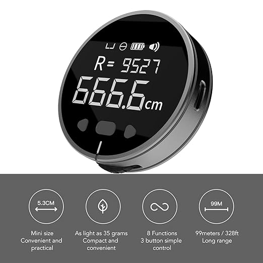Digital Tape Measure, 328ft Electronic Rolling Ruler with 1.8inch LCD Display, Rechargeable Small Smart Long Distance Rolling Measuring Tool for Flat Curved Diameter
