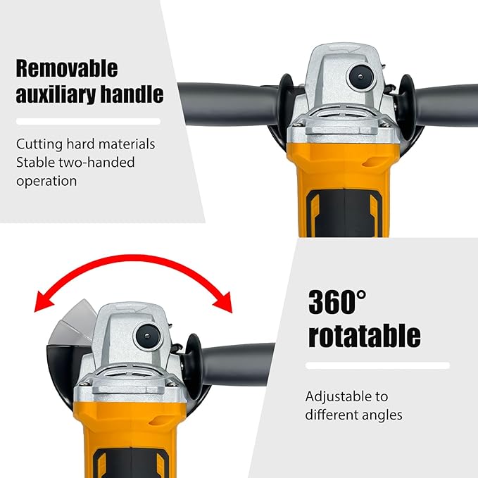 Grinder tool for Dewalt 20V Battery,11000 RPM Electric Brushless Motor,3 Variable Speeds Grinders 4-1/2" Angle Grinder for Cutting, Griding, Polishing(Tool Only) (Yellow)