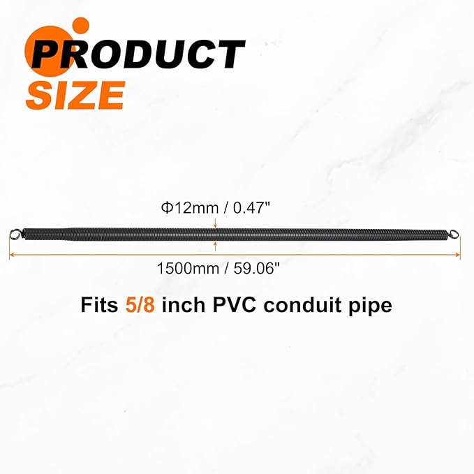 HARFINGTON PVC Spring Tube Bender 12mm OD 1500mm Long A Type Conduit Pipe Bender Bending Spring for Pipe Bending Devices in Home Hydropower, Black