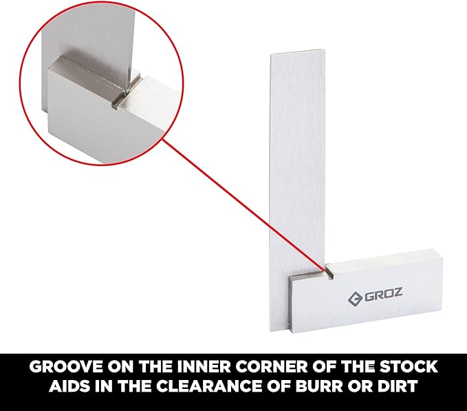 Groz 12-inch Steel Square | General Purpose | 96 Micron Squareness (01107)