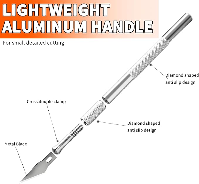 31-Pcs Exacto Knife Set,Precision Hobby Knife Set with Tweezers,Grindstone,Steel Ruler,SK5 Blades for Crafting,Modeling,Carving,Stencil-Craft Knife Storaged with Beautiful Plastic Case