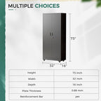 Greenvelly Metal Garage Storage Cabinet with Wheels, Black 73" Rolling Metal Cabinet with Locking Doors and Adjustable Shelves, Tool Organization with Wheels for Home,Kitchen,Office