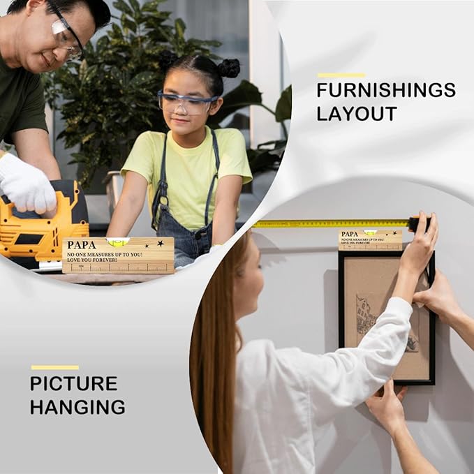 Fathers Day Birthday Gifts for Papa Dad from Daughter Son Wife Wooden Spirit Level Valentines Christmas Thank You Gifts Ideas for Daddy New Dad Grandpa Papa