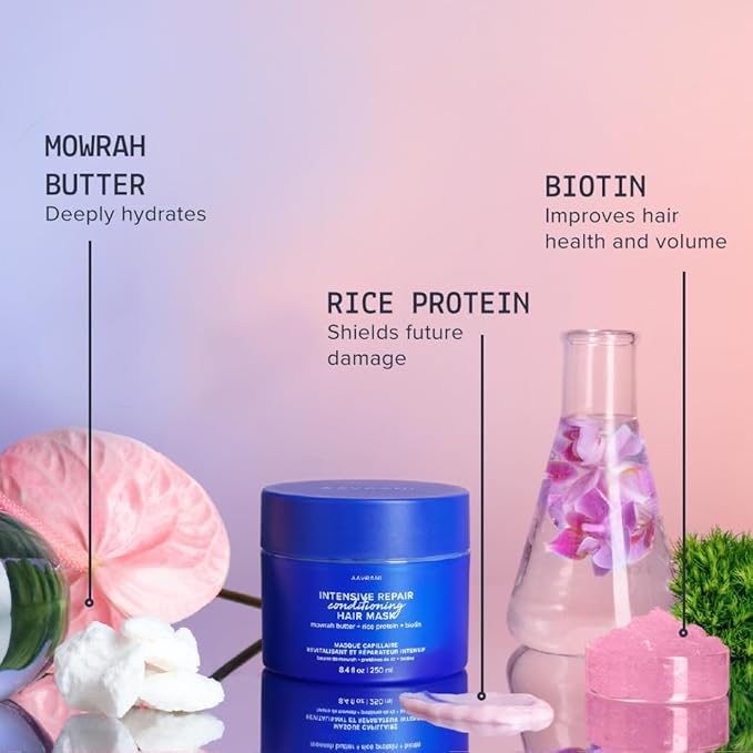 AAVRANI Intensive Repair Conditioning Hair Mask - Mask for Dry, Damaged Hair - with Biotin, Rice Protein, & Mowrah Butter to Repair - Vegan - 8.4 Oz-VeraVaultWomen