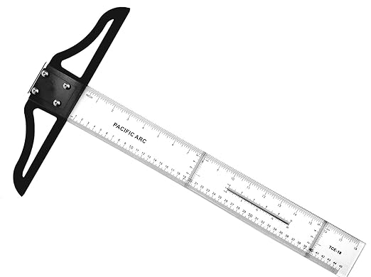 Pacific Arc 24 Inch T Square, Traditional Acrylic Graduated in Inch and Metric, Detachable Head