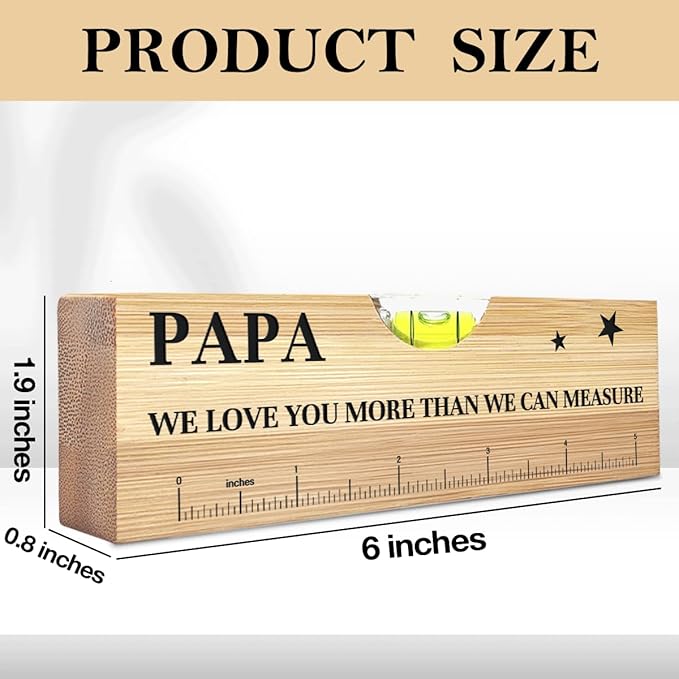 Fathers Day Birthday Gifts for Papa Dad from Daughter Son Wife Wooden Spirit Level Valentines Christmas Thank You Gifts Ideas for Daddy New Dad Papa Grandpa
