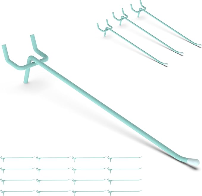 HUHOLE Pegboard Hooks 6 Inch 50PC, Blue Peg Board Hooks, Fit 1/4" or 1/8" Pegboard, Ideal Peg Board Organizer Accessories for Garage Tool Organization, Wall Storage (Blue, 6 Inch)