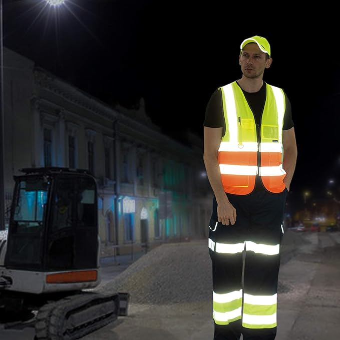 A-SAFETY Purple High visibility vest,Reflective Safety Vest Workwear 7 Pockets Hi Vis Durable Vest with Reflective Tapes 4 Lower Pockets