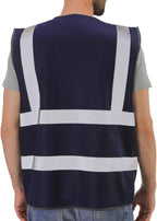 Dib Safety Reflective Vest High Visibility with Pockets and Zipper, Navy S