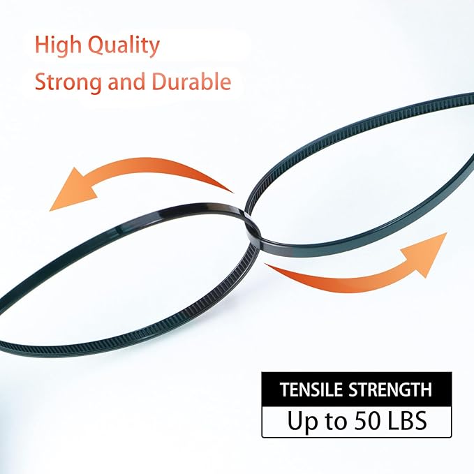 Zip Ties 14 inch 1000 Pack, Black Cable Zip Ties 50 lbs Tensile Strength Nylon Self-Locking Wire Ties Wraps for Outdoor and Indoor Use by ECRABONE