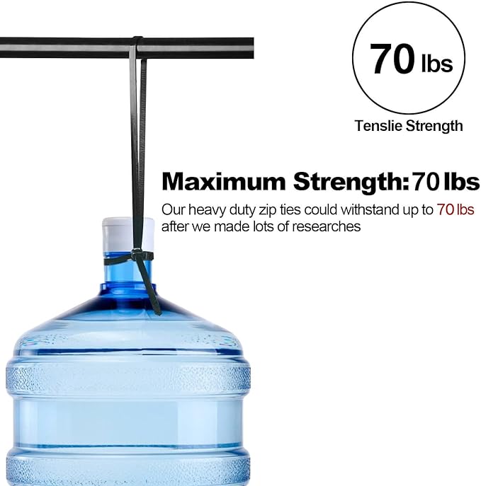 100 Pack Zip Ties 24 Inch Long Cable Ties Heavy Duty 70 Pounds Tensile Strength, Premium Plastic Wire Ties Straps Self-Locking Black Nylon Ties Wraps for Indoor and Outdoor