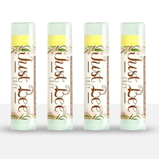 100% Natural Beeswax Lip Balm with Organic Oils (Cozy Vanilla, 4 pack)-VeraVaultWomen