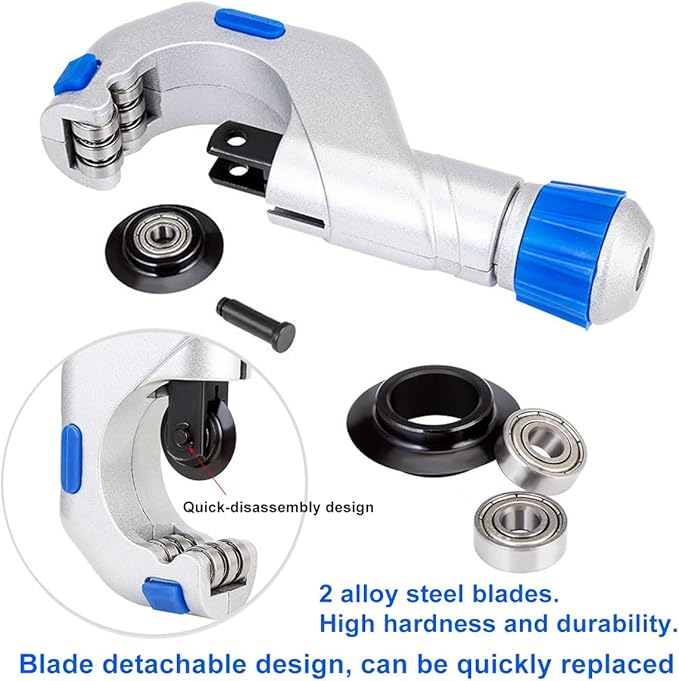 Pipe Cutter, （Contains 2 cutting blades）Tubing Cutter Tool, Copper Pipe Cutter Tool 3/16" to 2" Outer Diameter, for cutting copper pipes, stainless steel pipes, aluminum pipes and PVC pipes